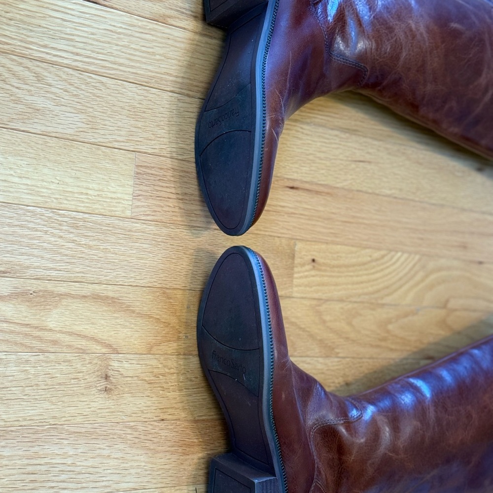 Franco Sarto Cognac Leather Knee-High Boots - Picture 5 of 6